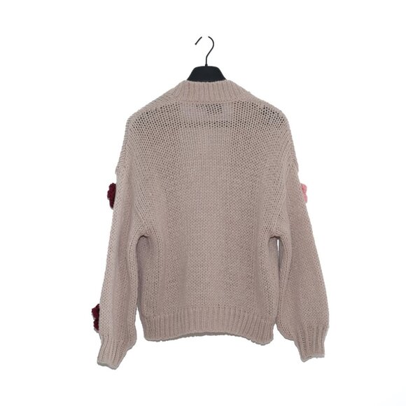 Anthropologie MAEVE The Susannah 3D Flower Cardigan Sweater Taupe One Size NWT - Picture 2 of 7